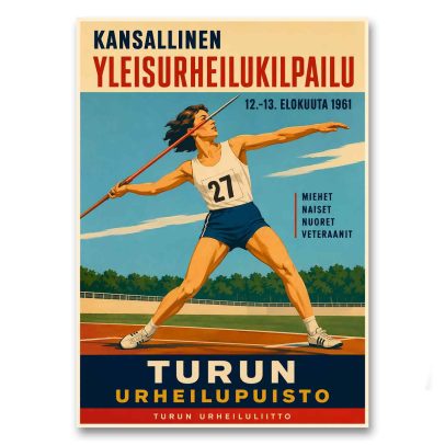 Juliste Kansallinen yleisurheilukilpailu Turku 1961