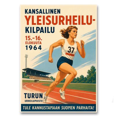 Juliste Kansallinen yleisurheilukilpailu Turku 1964
