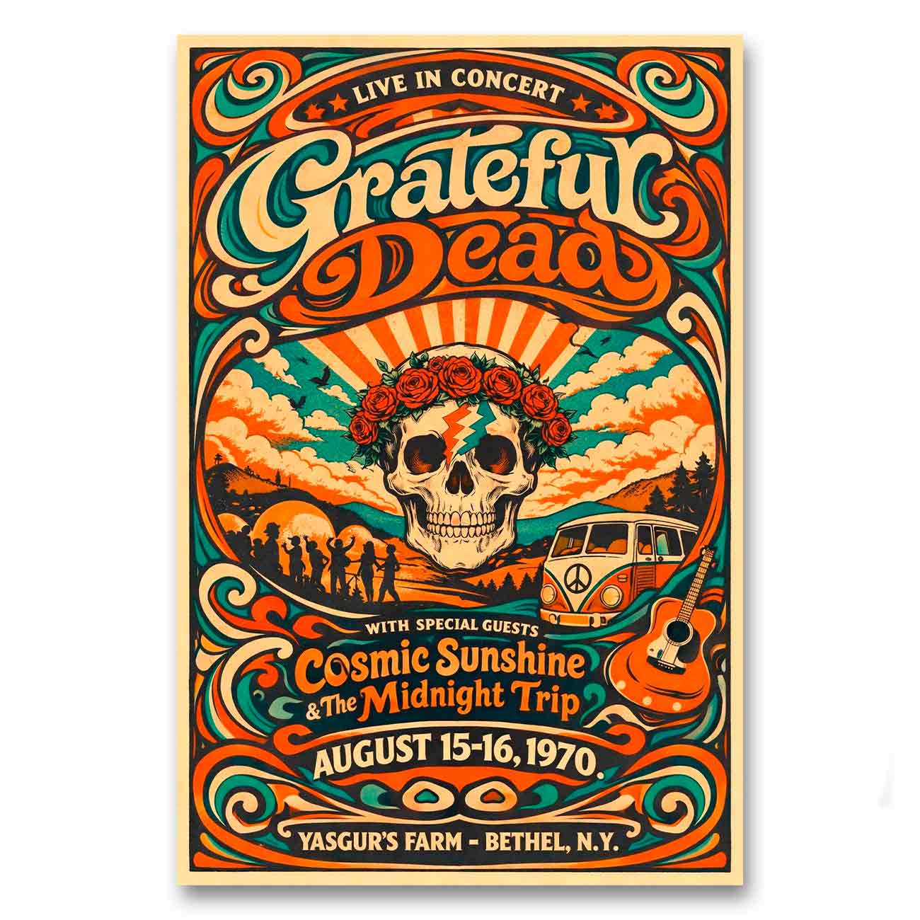 Juliste Grateful Dead konsertti LÖ 50×75 70×105-2a