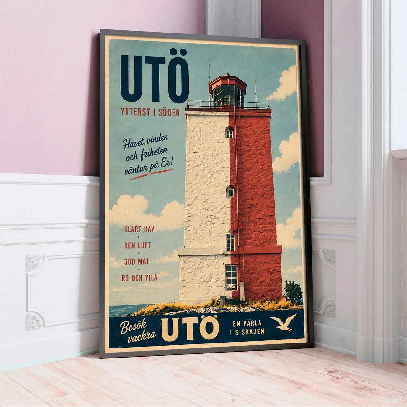 Juliste Matkailu Utö majakka LÖ 50x70 70x100_1aaa