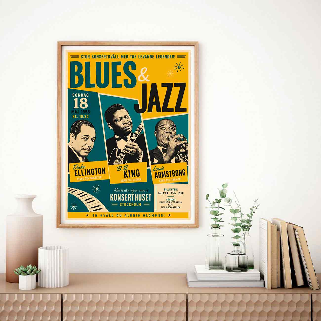 Juliste Musiikki Blues Jazz konsertti swe LÖ 50×70 70x100aaa