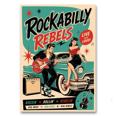 Juliste Rockabilly Rebels - Live and Loud