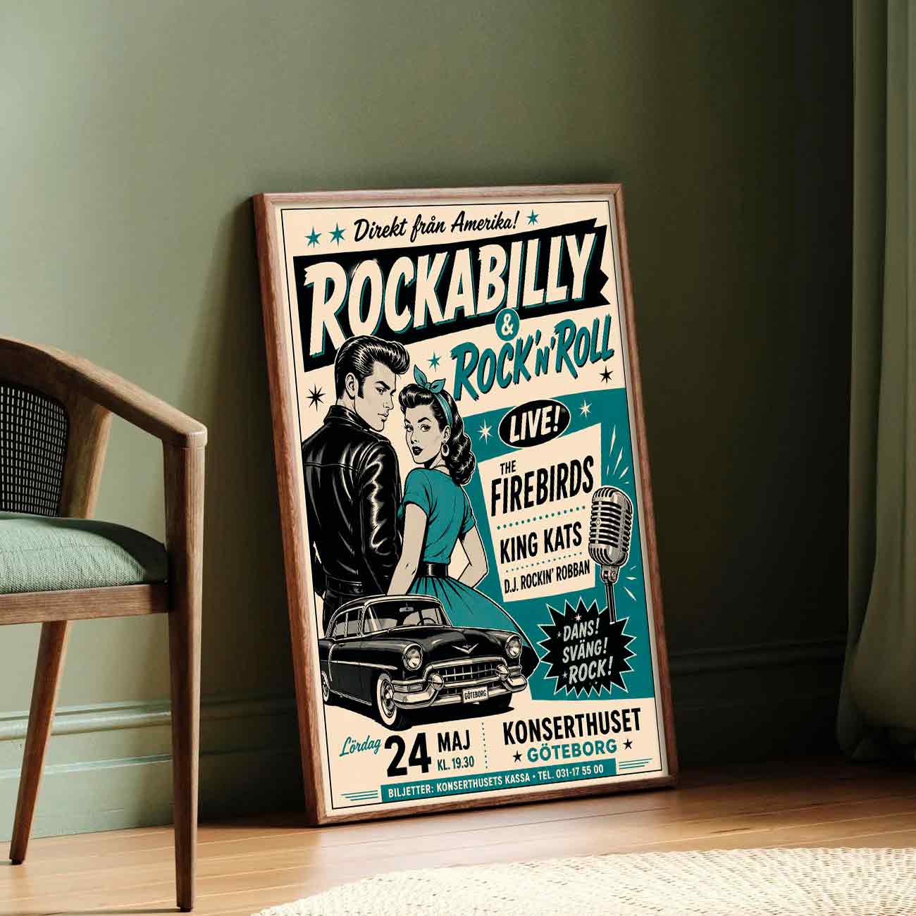 Juliste Musiikki Rockabilly RocknRoll 2 LÖ 50×70 70x100aa