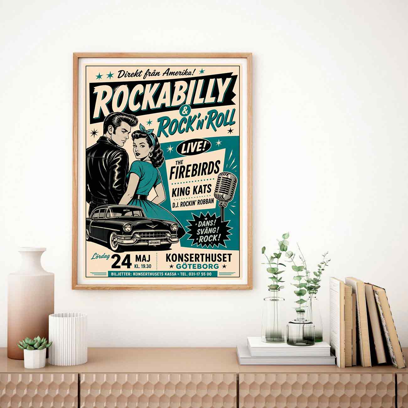 Juliste Musiikki Rockabilly RocknRoll 2 LÖ 50×70 70x100aaa