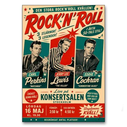 Juliste Den stora Rock´n´Roll kvällen