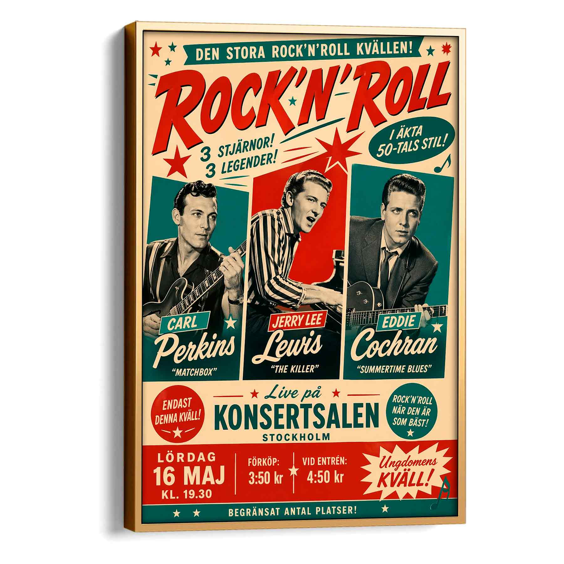 Juliste Musiikki RocknRoll Show LÖ 50×70 70x100aa