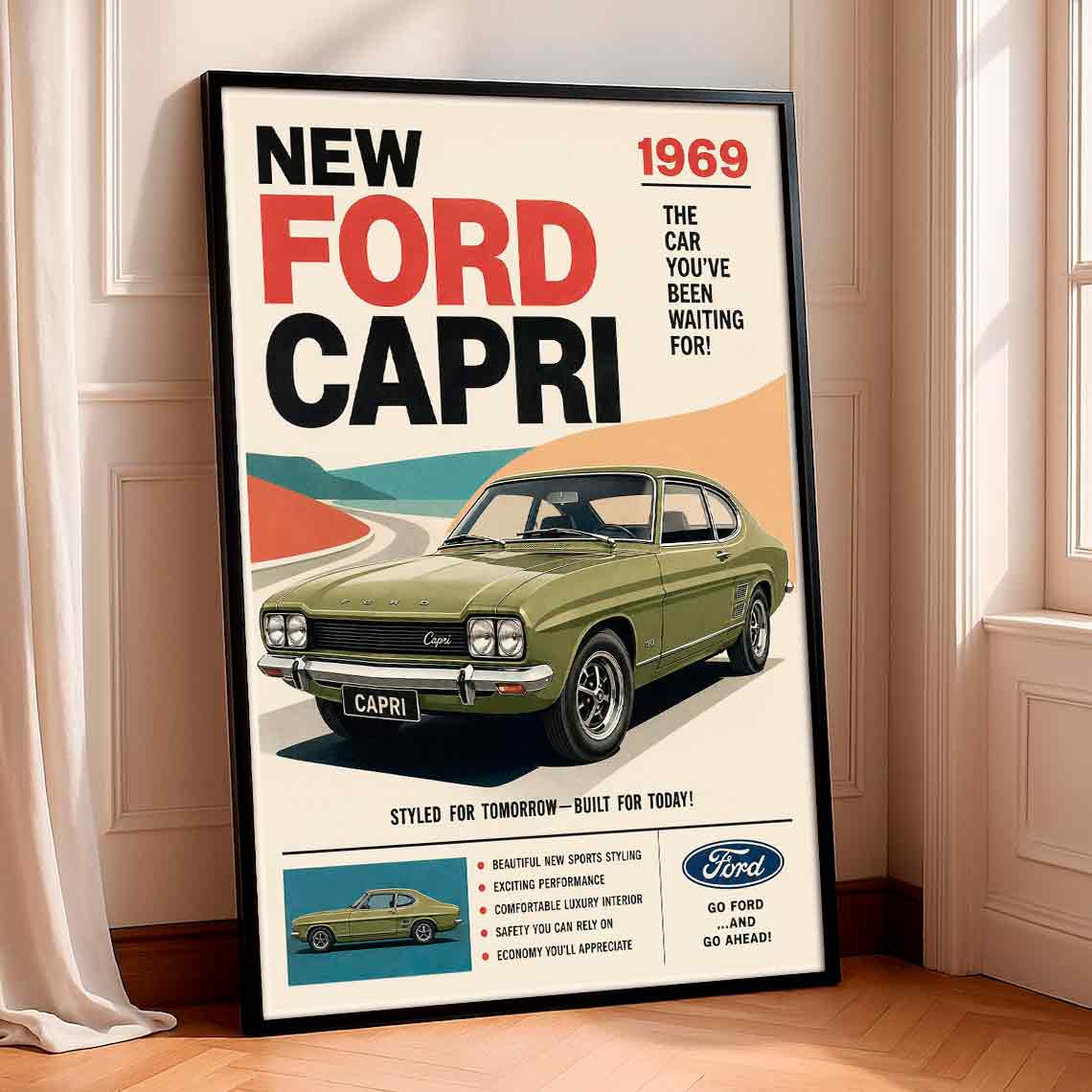 Juliste autot Ford Capri LÖ 40×55 50x70aaa