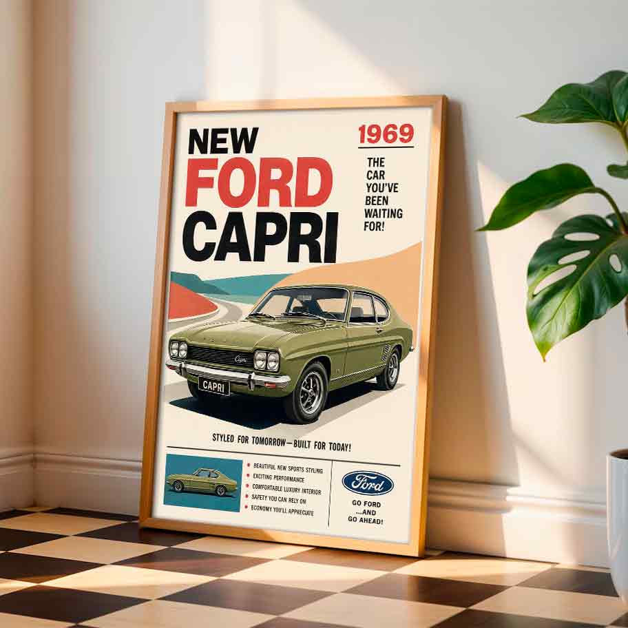 Juliste autot Ford Capri LÖ 40×55 50x70aaaa