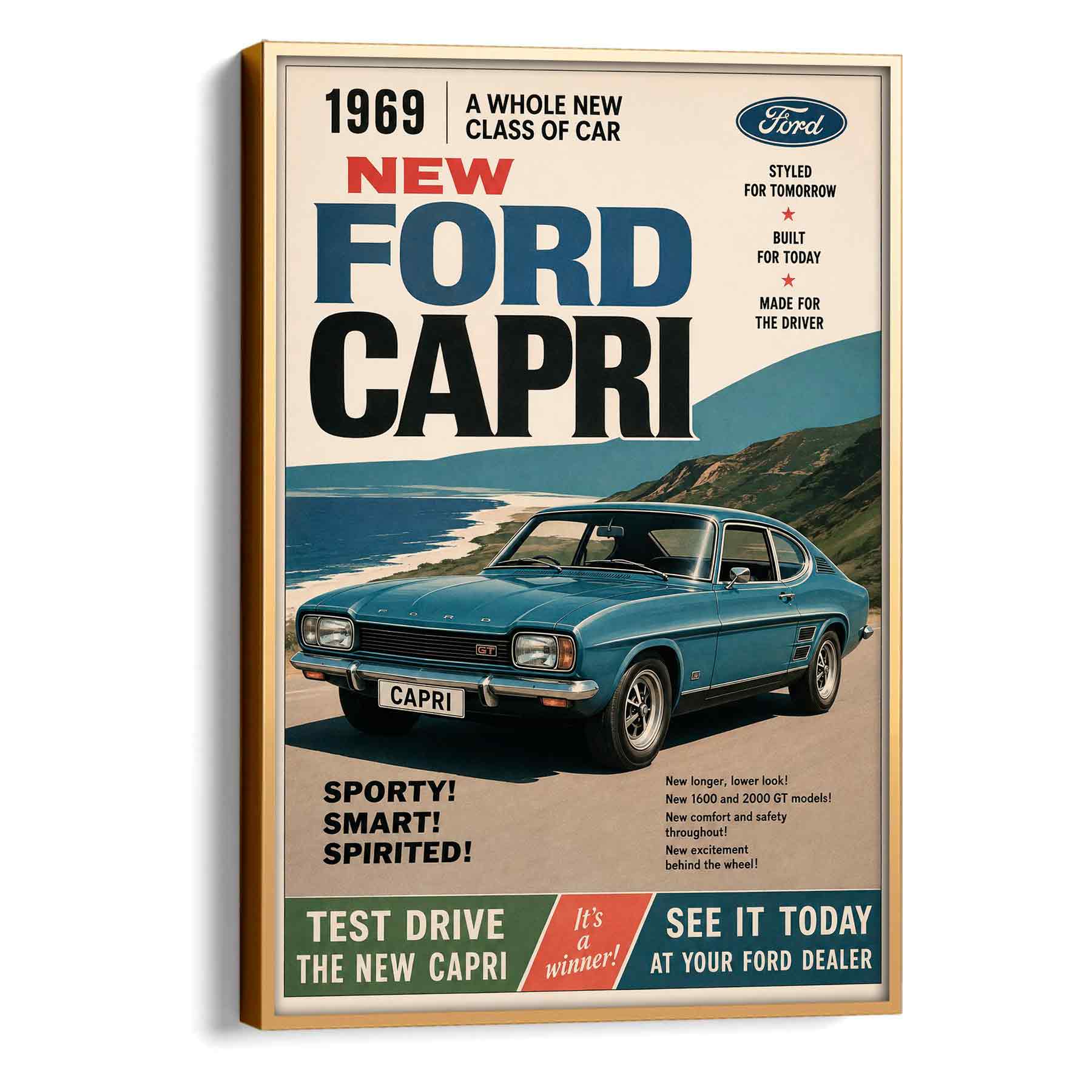 Juliste autot Ford Capri LÖ 40×60 50x75aa