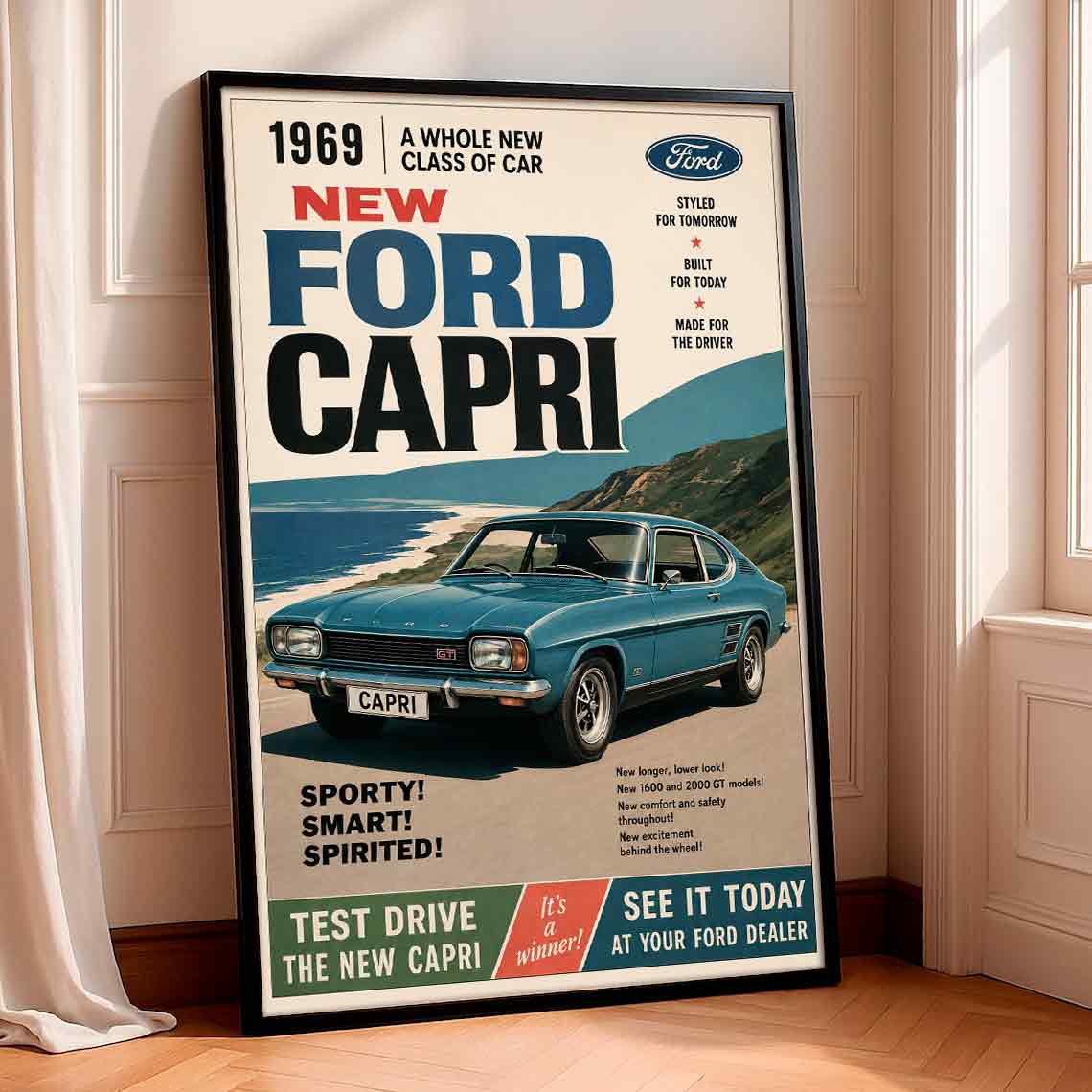 Juliste autot Ford Capri LÖ 40×60 50x75aaa