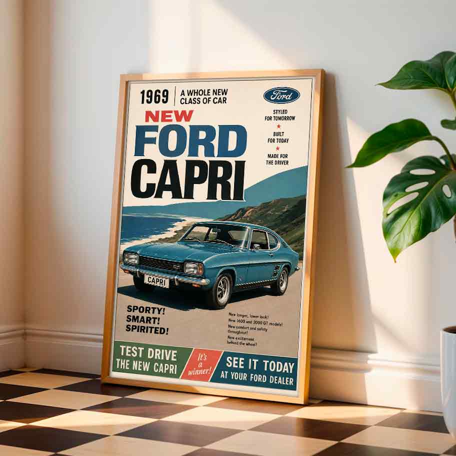Juliste autot Ford Capri LÖ 40×60 50x75aaaa