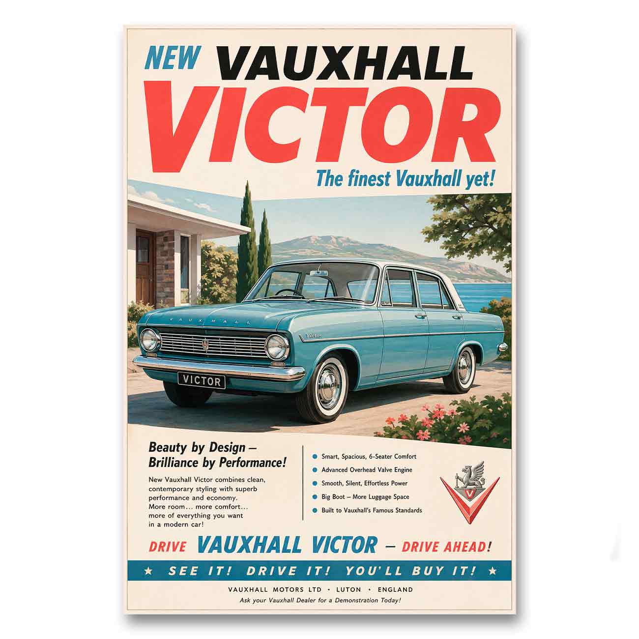 Juliste autot Vauxhall Victor LÖ 40×60 50x75a