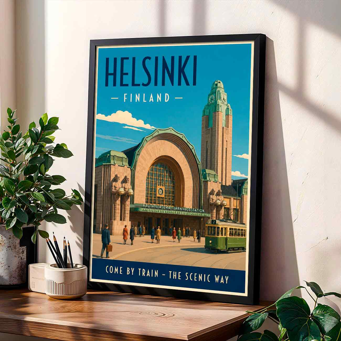 Juliste matkailu Helsinki rautatieasema LÖ 40x55 50x70aaa