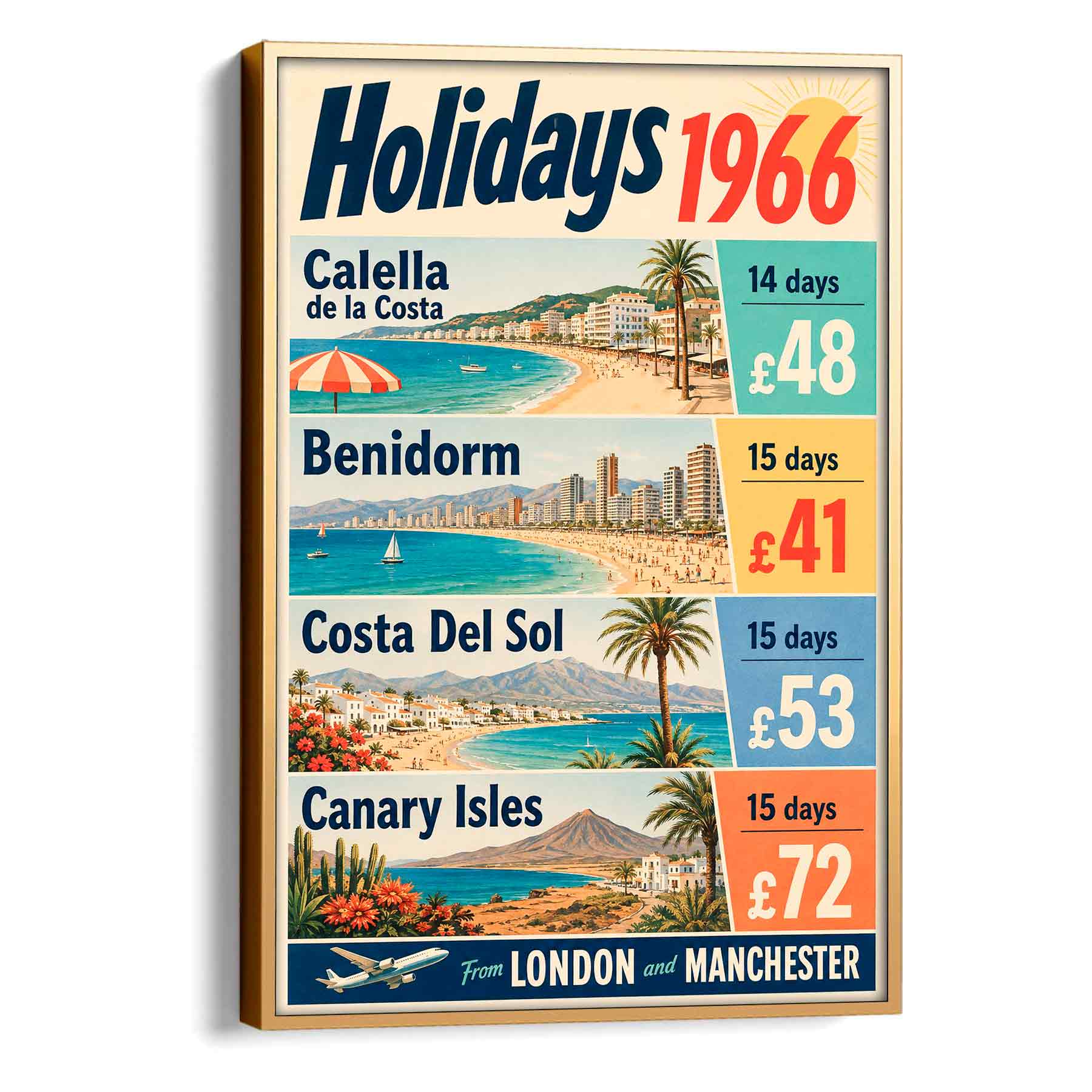 Juliste matkailu Holidays 1966 LÖ 40×60 50x75aa
