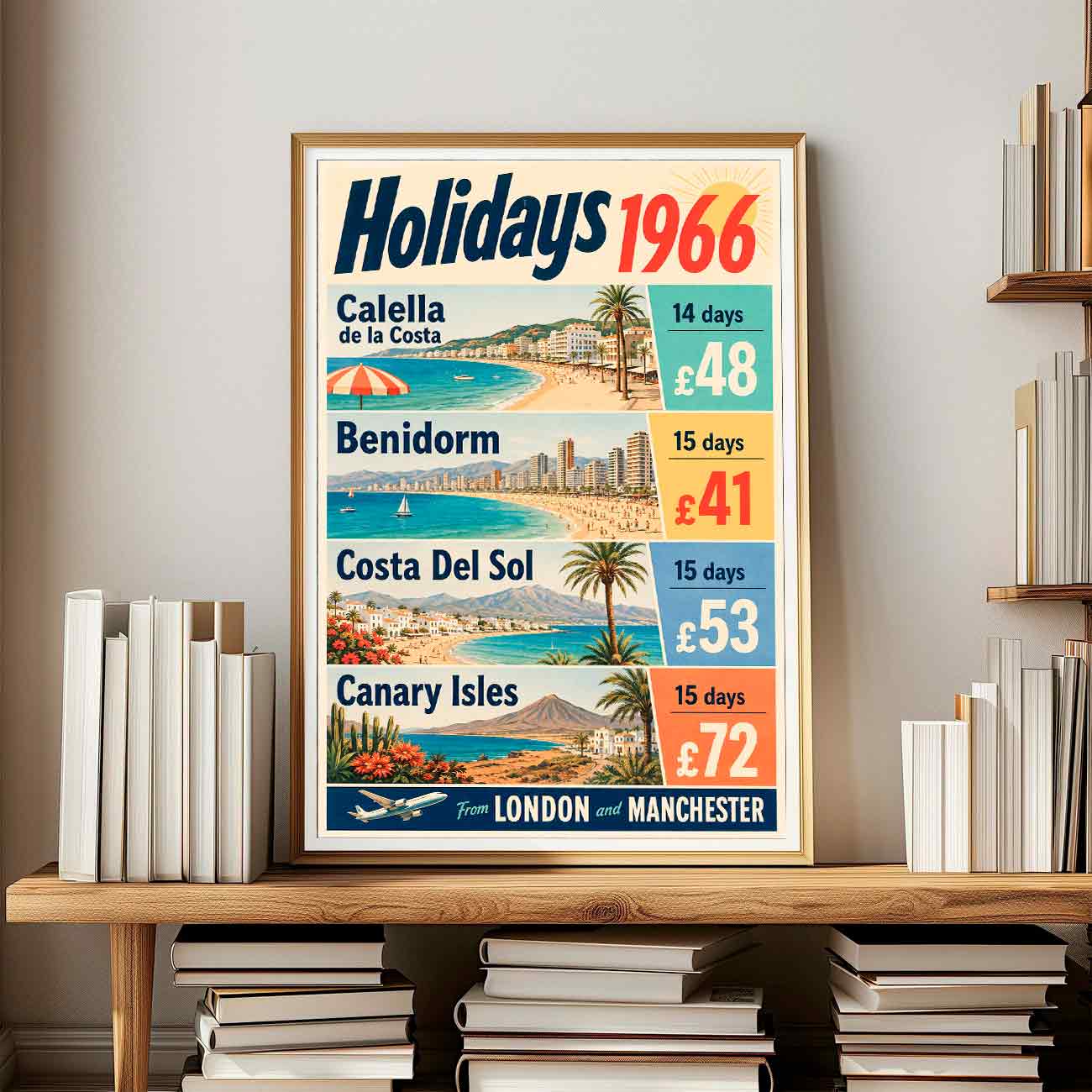 Juliste matkailu Holidays 1966 LÖ 40×60 50x75aaa