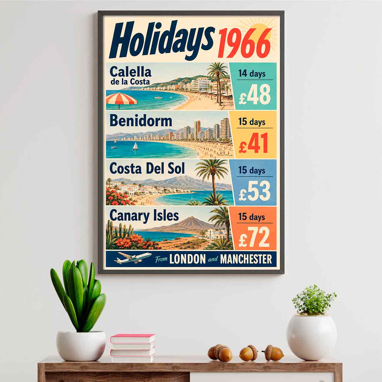Juliste matkailu Holidays 1966 LÖ 40×60 50x75aaaa