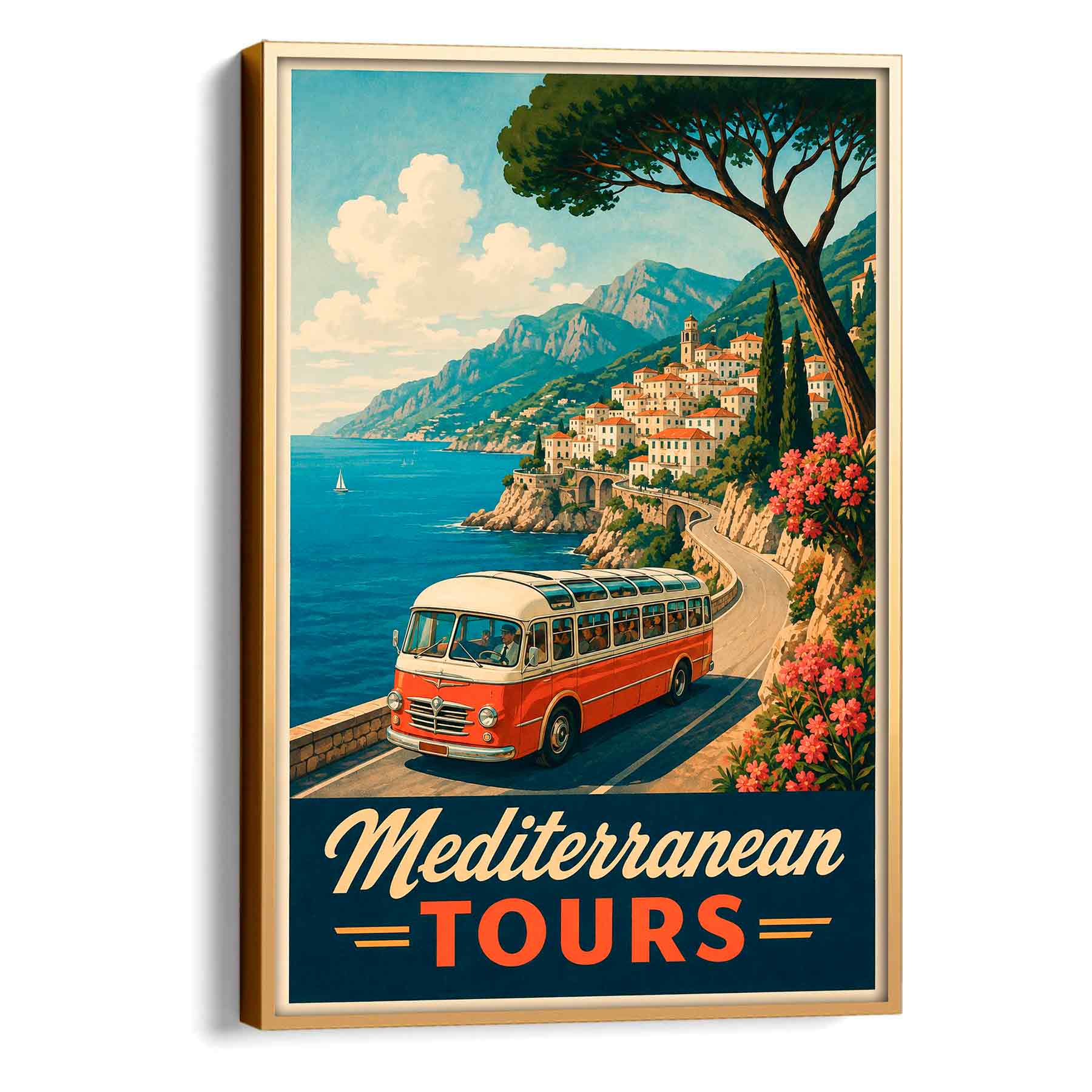 Juliste matkailu Mediterranean Tours LÖ 40×60 50x75aa