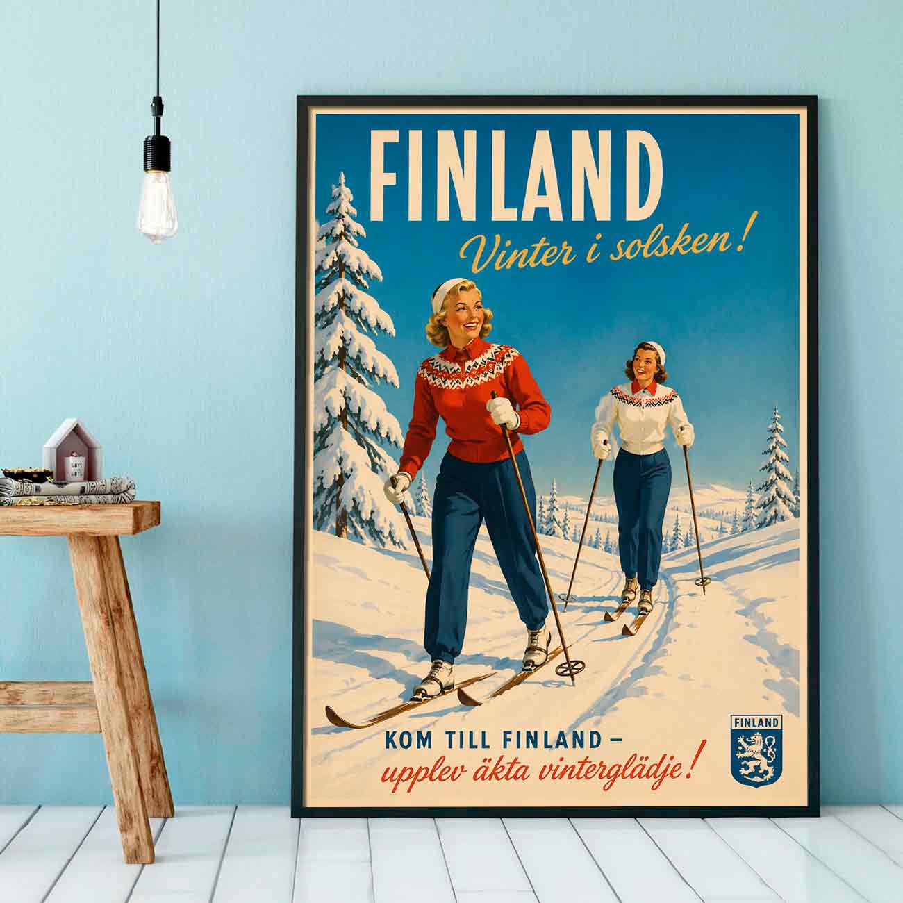 Juliste matkailu Suomi hiihto LÖ 40x55 50x70-3aaaa
