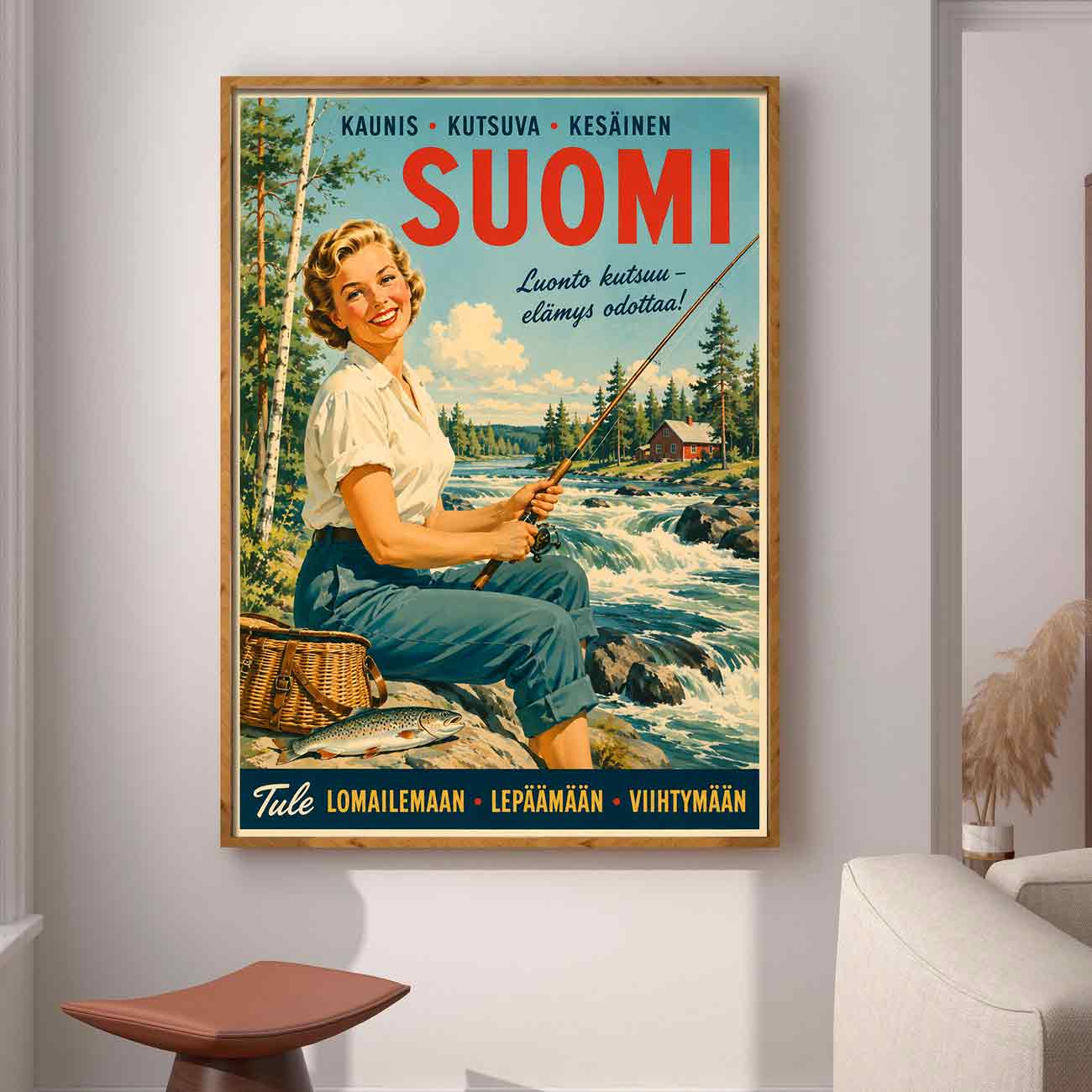 Juliste matkailu Suomi kalastus LÖ 50x70 70x100-3aaaa