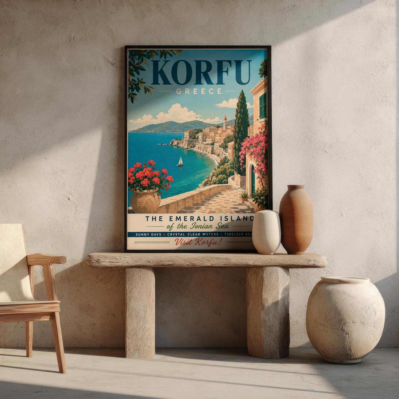 Juliste matkailu korfu kreikka LÖ 40×55 50x70aa