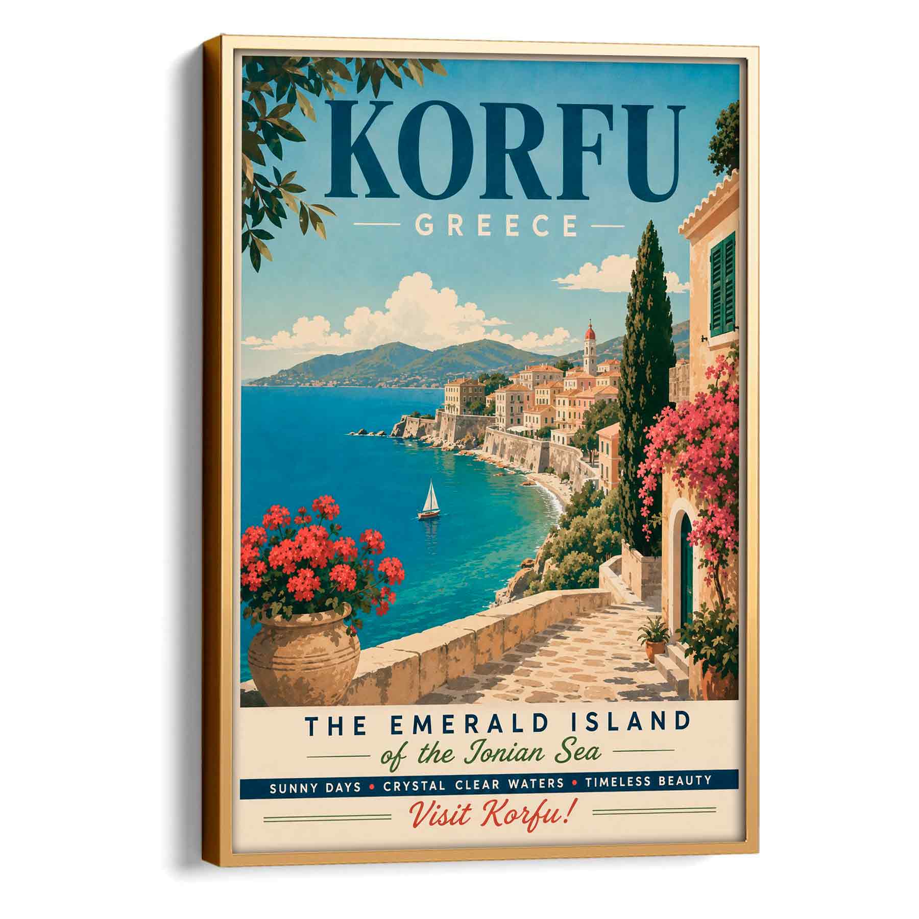 Juliste matkailu korfu kreikka LÖ 40×55 50x70aaaa