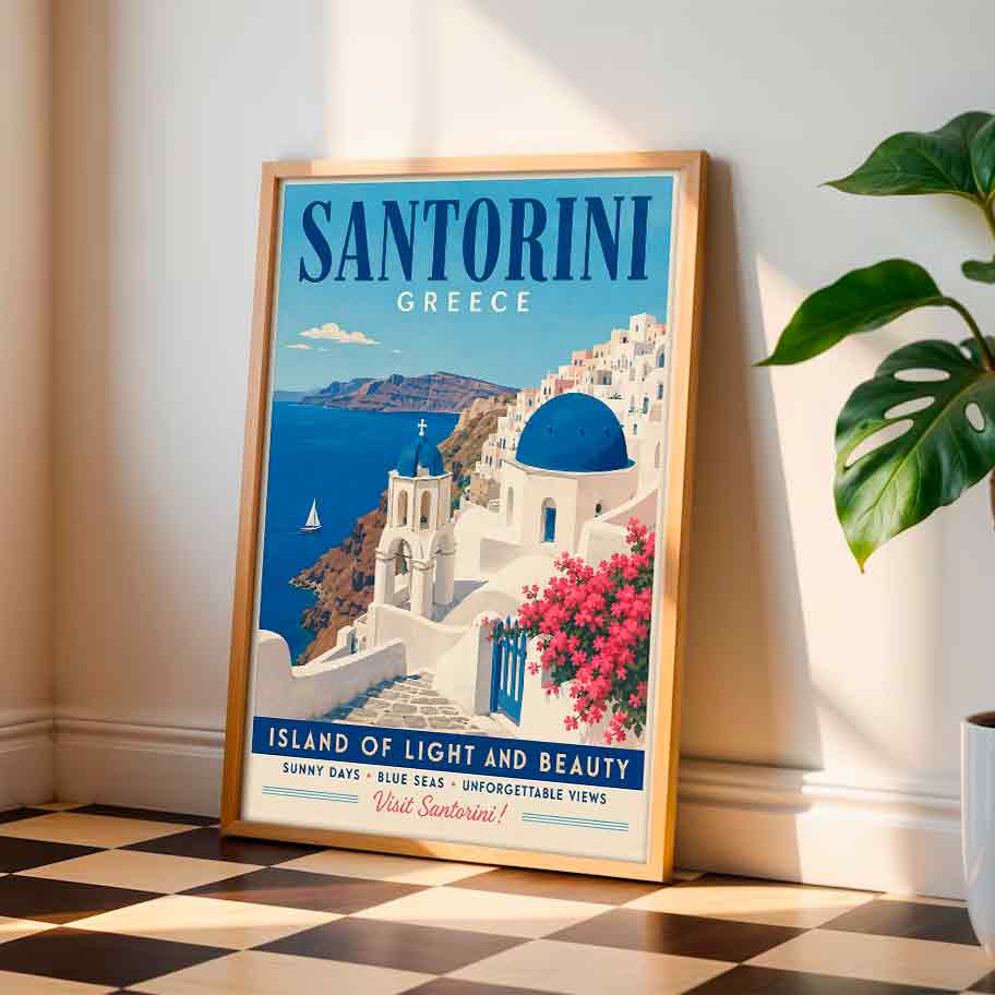 Juliste matkailu santorini kreikka LÖ 40×55 50x70aa
