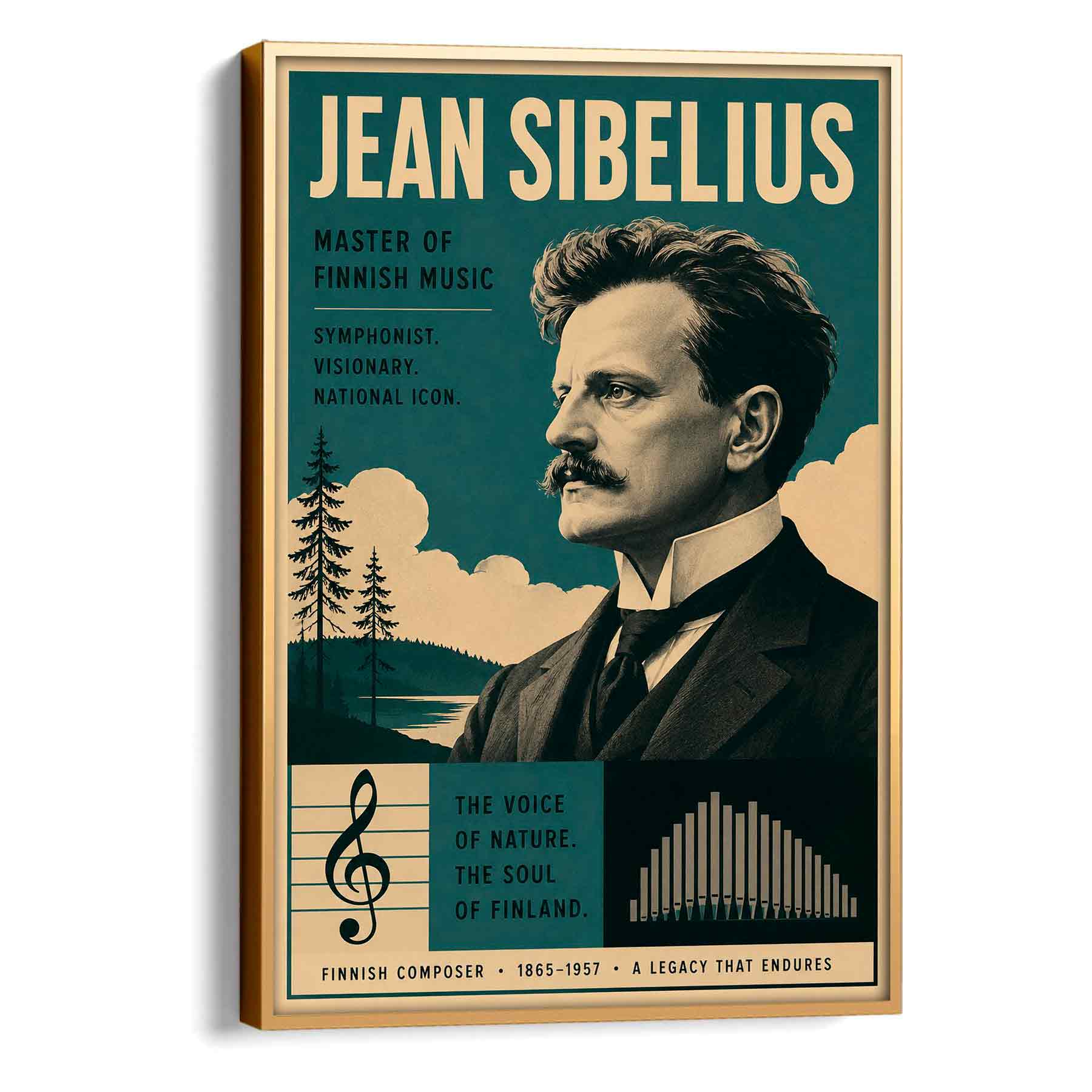 Juliste musiikki Jean Sibelius LÖ 40×60 50×75-1aa