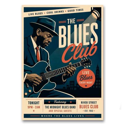 Juliste The Blues Club - Where the blues lives