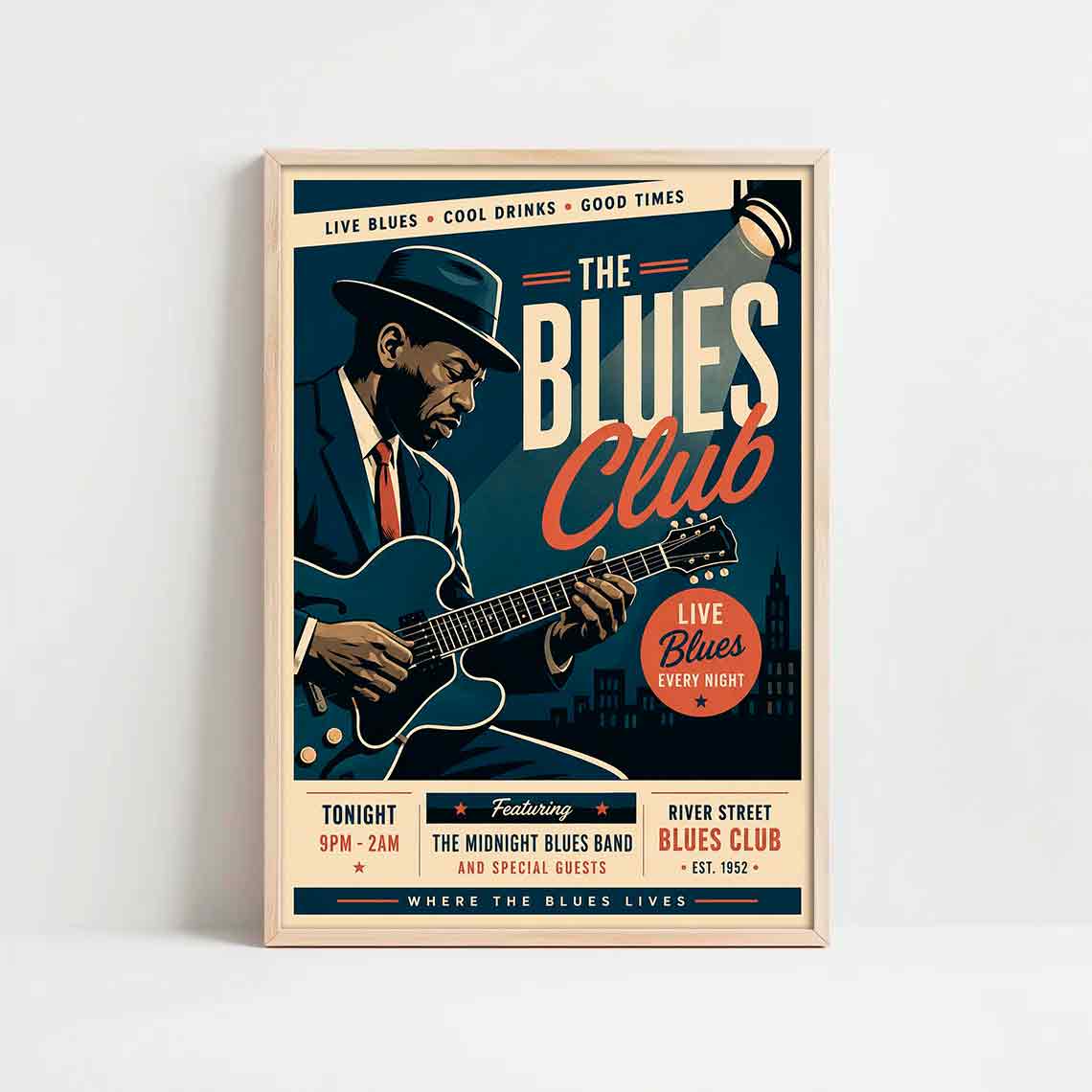 Juliste musiikki blues club LÖ 40×55 50×70-1aa