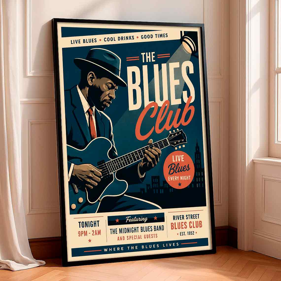 Juliste musiikki blues club LÖ 40×55 50×70-1aaa