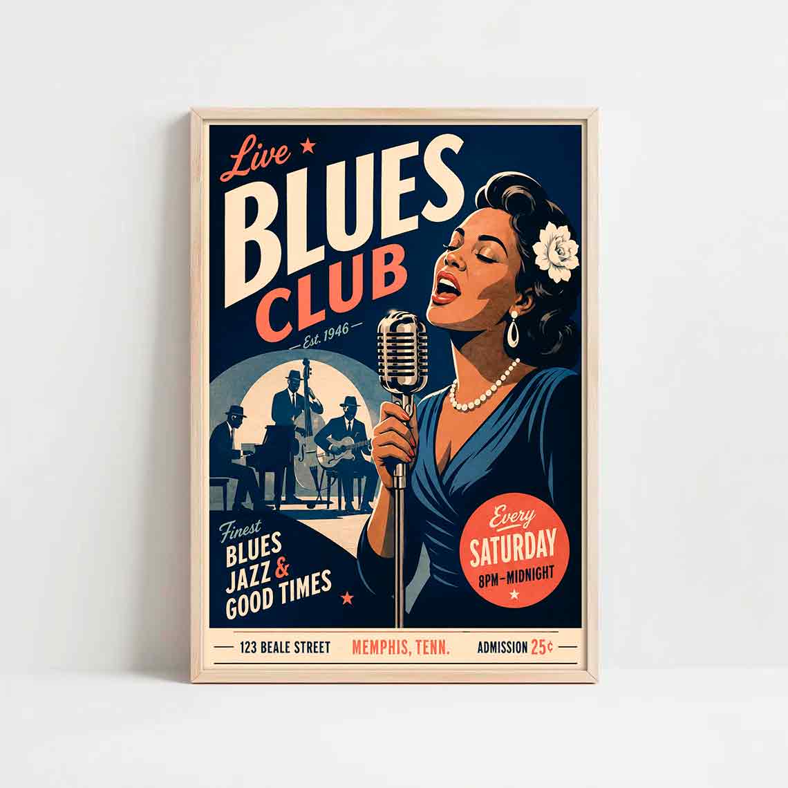 Juliste musiikki blues club LÖ 40×55 50×70-3aa