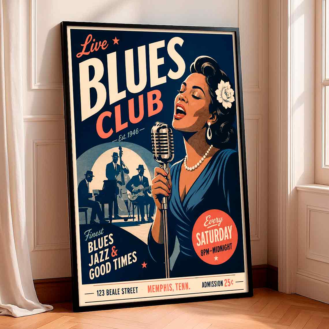 Juliste musiikki blues club LÖ 40×55 50×70-3aaa