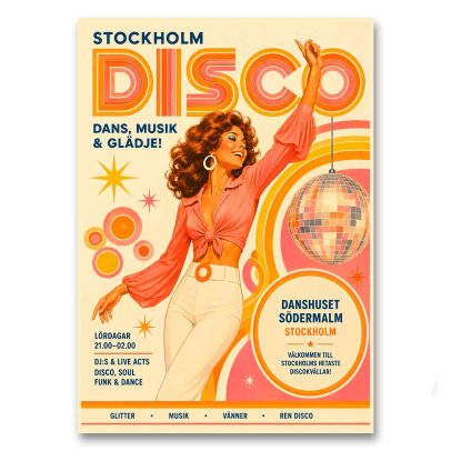 Juliste Disco Stockholm - Dans, Musik & Glädje