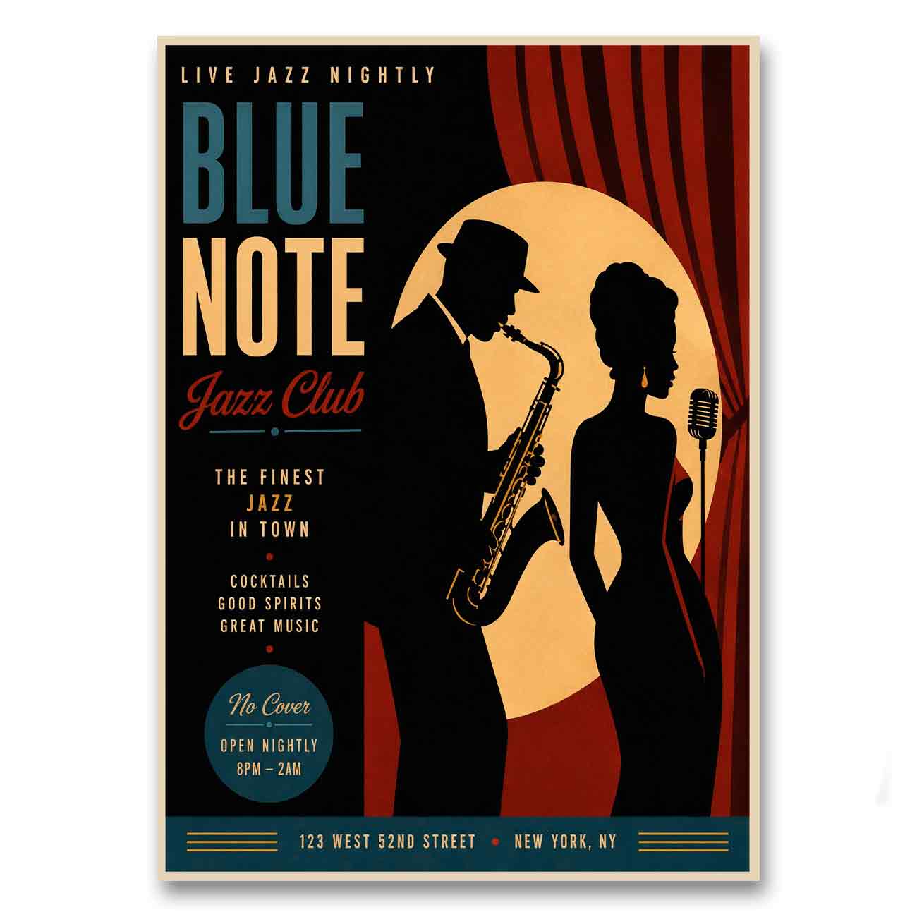 Juliste musiikki jazz club LÖ 40×55 50×70-1a