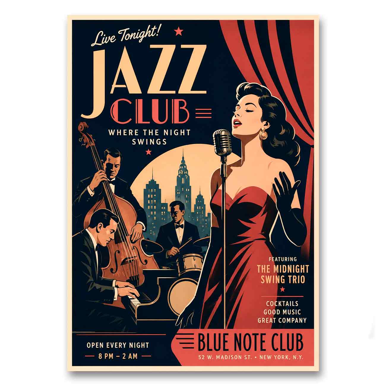 Juliste musiikki jazz club LÖ 40×55 50×70-1a_2