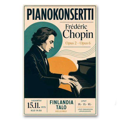 Juliste Pianokonsertti Frédérik Chopin Helsinki
