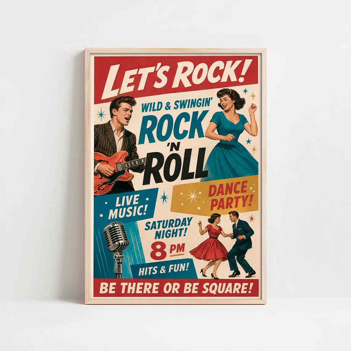 Juliste musiikki lets rock LÖ 40×60 50x75aa