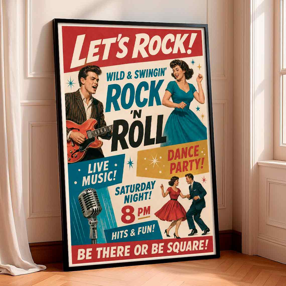 Juliste musiikki lets rock LÖ 40×60 50x75aaa
