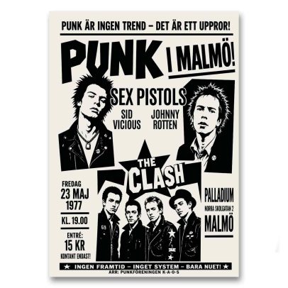 Juliste Punk i Malmö - Sex Pistols & The Clash