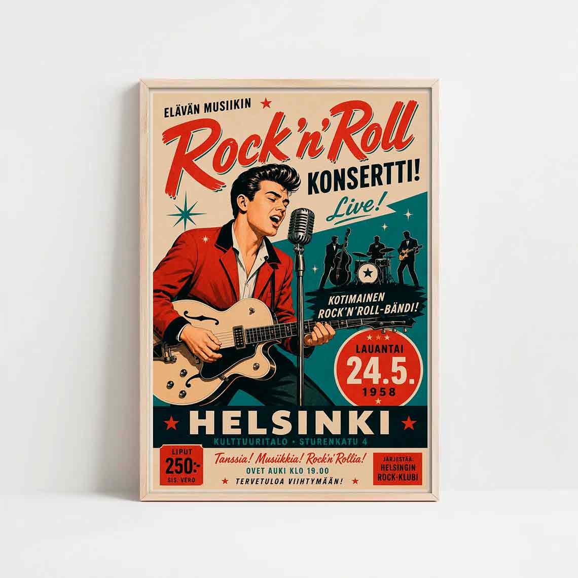 Juliste musiikki rock n roll a helsinki LÖ 40×55 50x70aa