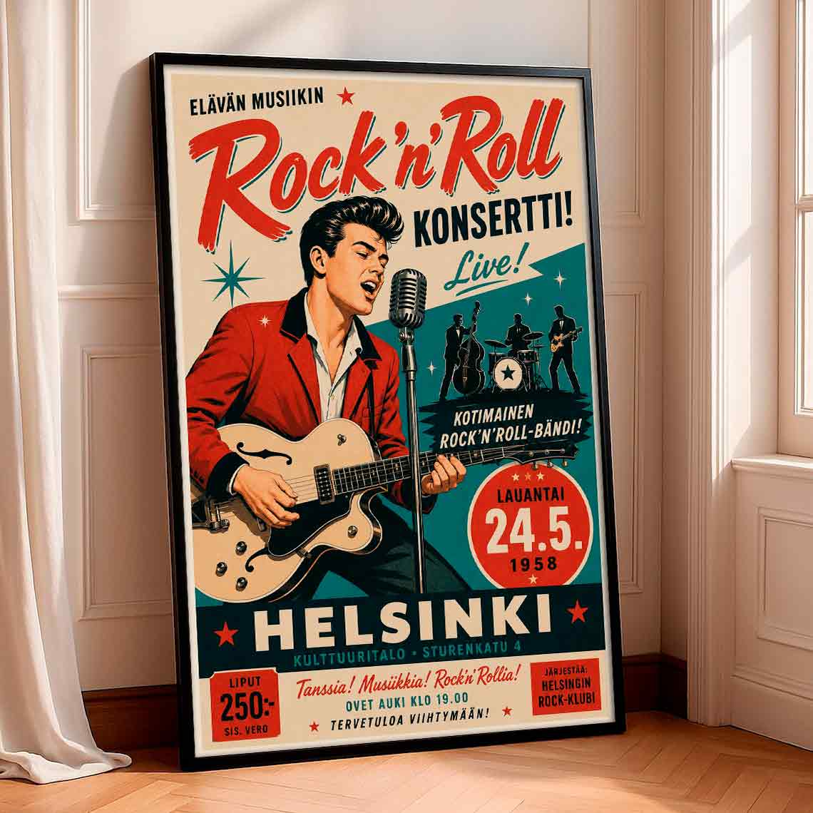 Juliste musiikki rock n roll a helsinki LÖ 40×55 50x70aaa