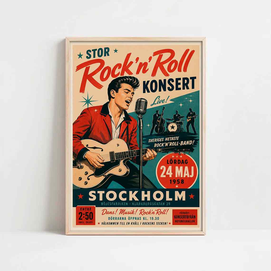 Juliste musiikki rock n roll a stockholm LÖ 40×55 50x70aa