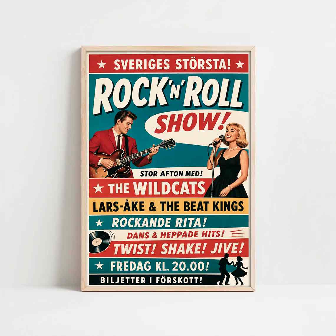 Juliste musiikki rock n roll show 2 LÖ 40×60 50x75aa