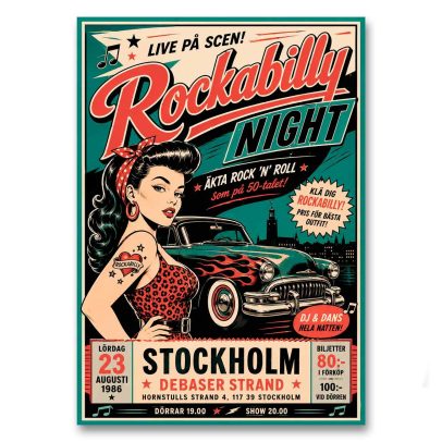 Juliste Rockabilly Night Stockholm