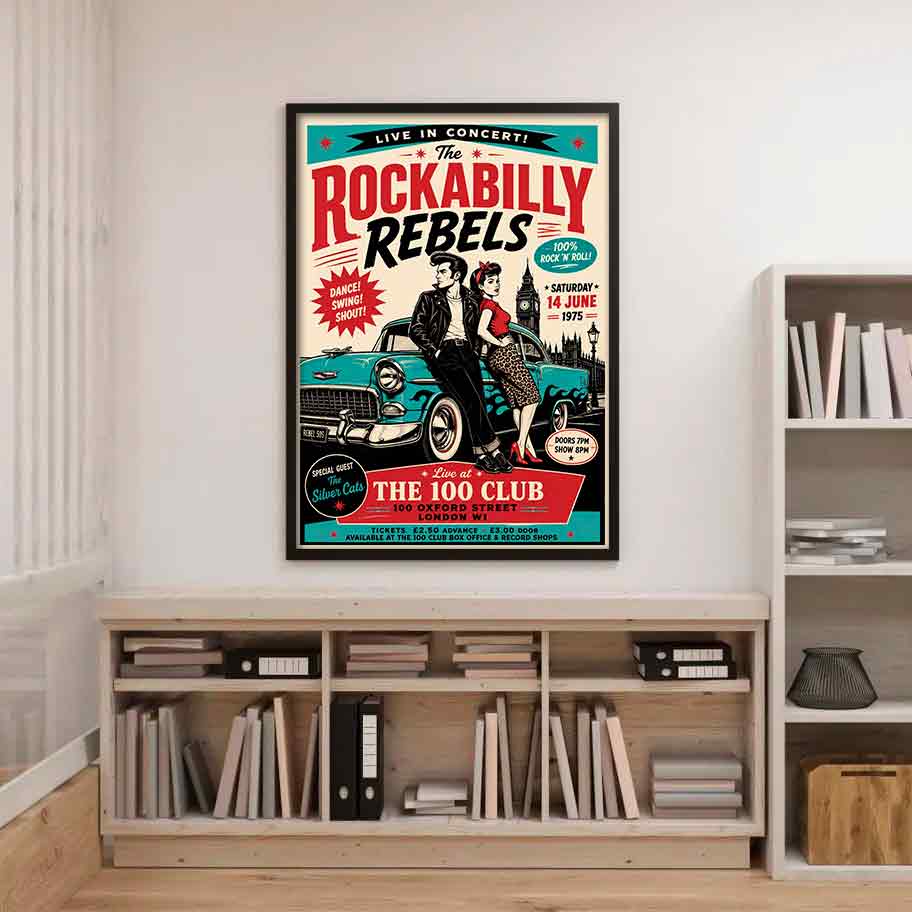 Juliste musiikki rockabilly rebels a lontoo LÖ 40×55 50x70aaa