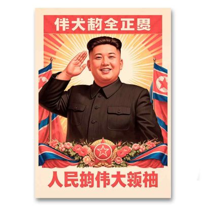 Juliste Propagandaa Pohjois-Koreasta Kim Jong-un