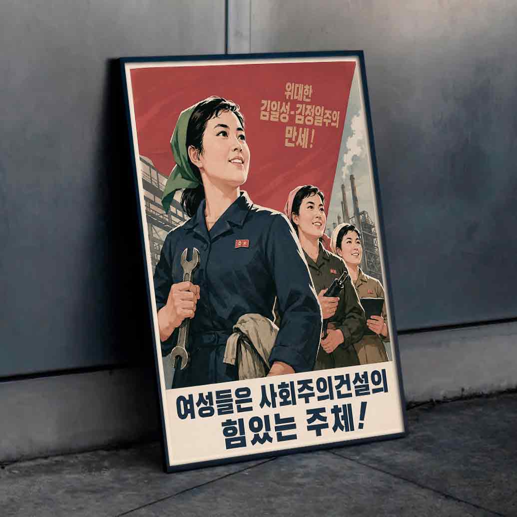 Juliste propaganda Pohjois Korea LÖ 40×55 50×70-10aaa