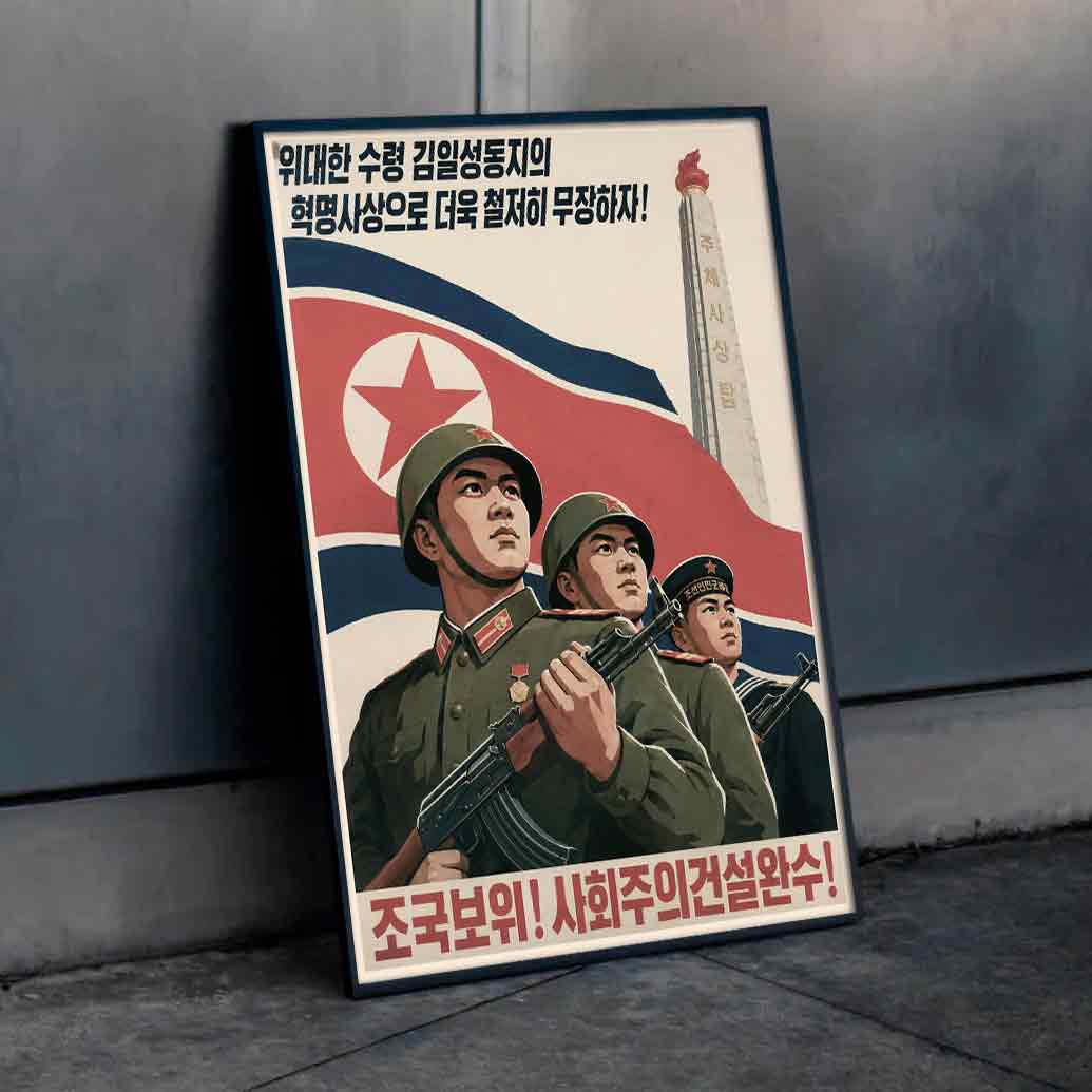 Juliste propaganda Pohjois Korea LÖ 40×55 50×70-6aaa
