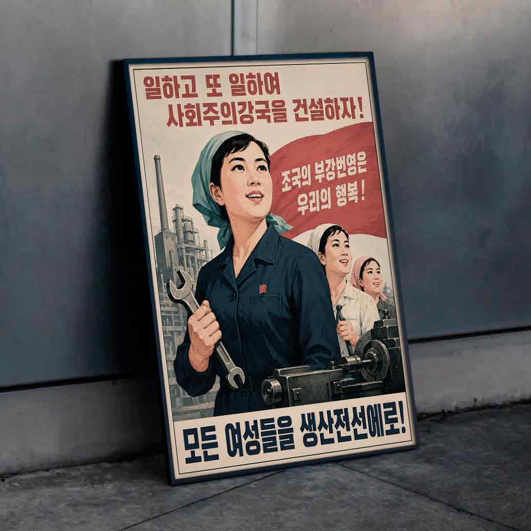 Juliste propaganda Pohjois Korea LÖ 40×55 50×70-8aaa