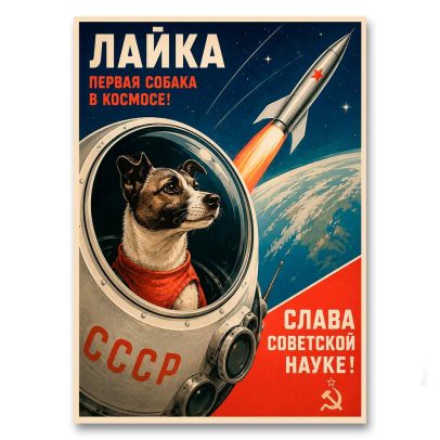 Juliste Neuvostopropagandaa Laika